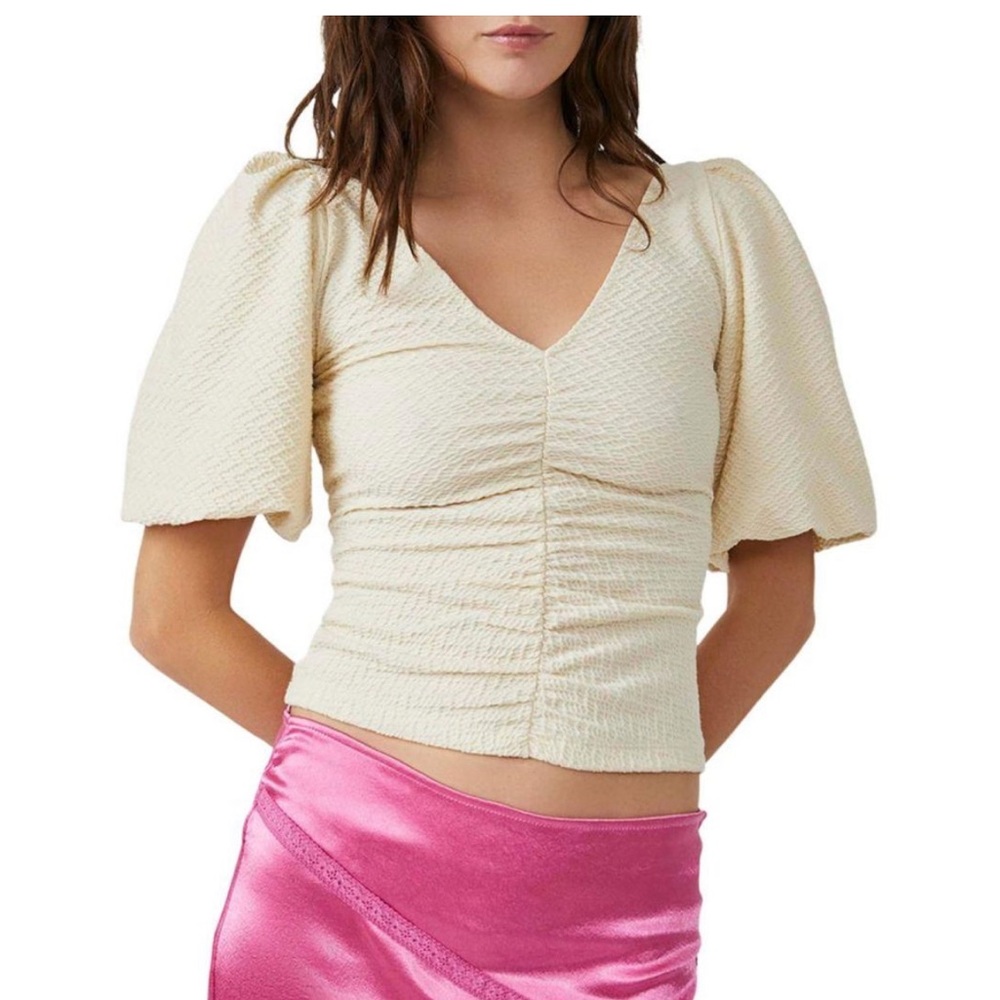 Free People Puff Sleeve Cupcake Top in Ivory Small